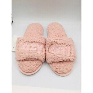 Jenni Intimates slippers faux sherpa pink lazy day large